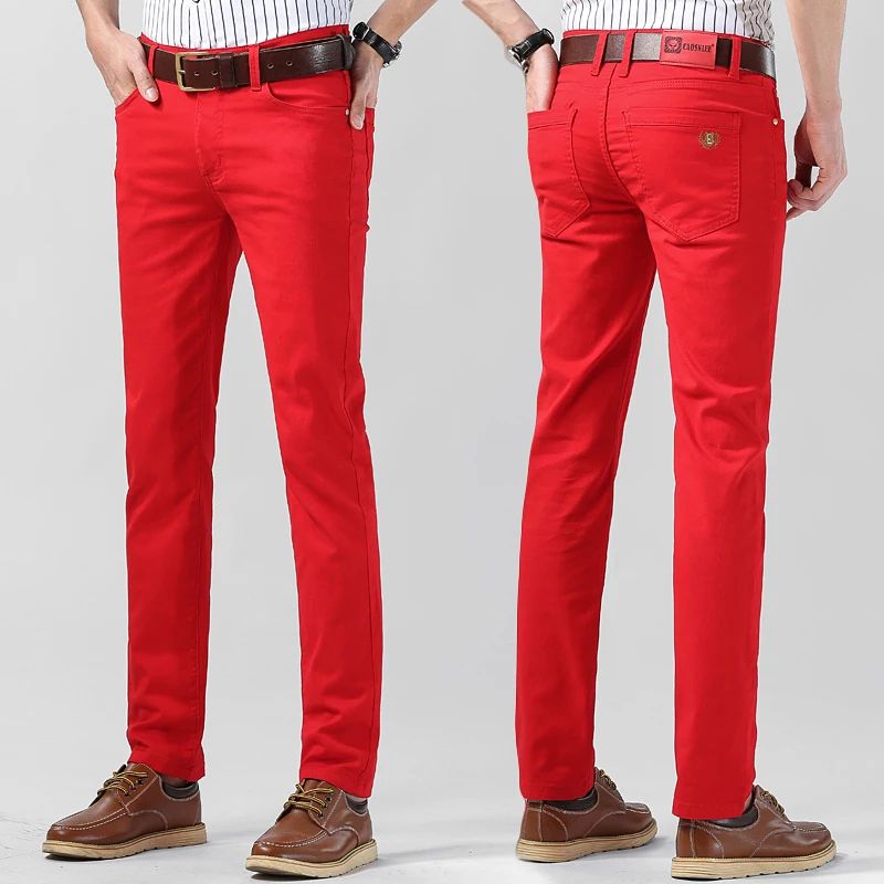 Jean extensible en Denim color - Aglaonema Red avis et prix